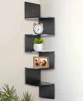 Greenco 5 Tier Wall Mount Corner Shelves Espresso Finish , 7.75" L x 7.75" W x 48.5" H.