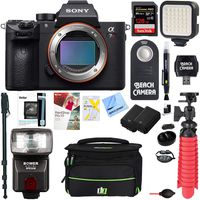 Sony a7R III 42.4MP Full-Frame Mirrorless Interchangeable Lens Camera Body (ILCE7RM3/B) + Extra Battery 128GB Memory & Flash a7RIII Accessory Bundle