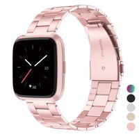 Wearlizer Stainless Steel Band Compatible for Fitbit Versa/Fitbit Versa Lite Bands Women Men,Ultra-Thin Lightweight Replacement Band Strap Bracelet Compatible for Fitbit Versa Rosegold