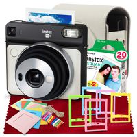 Fujifilm instax (Pearl White) Square SQ6 Instant Film Camera + Film + Deluxe Accessory Bundle