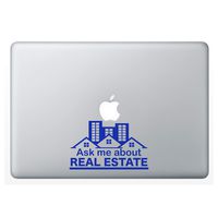 Crazy4Decals Ask ME About Real Estate Decal Vinyl Sticker for Laptop Notebook MacBook Air/Pro Dell HP Walls Windows, Computers, Water Bottles and More (Brilliant Blue / 6")