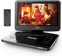 TENKER 14.4 " Portable DVD Player with 12.1" Swivel Screen, Rechargeable Battery with SD Card Slot and USB Port,1.8M Car Charger and Power Adaptor