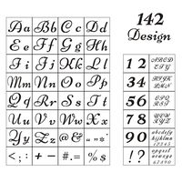 Letter Stencils for Painting on Wood - 44 Pack Alphabet Stencil Templates with Numbers and Signs, Reusable Plastic Stencils in 2 Fonts and 142 Designs for Wood Burning & Wall Art