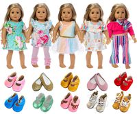 ZITA ELEMENT American 18 Inch Girl Doll Clothes Outfits Lot 7 = 5 Daily Costumes Clothes Dress + 2 Random Style Shoes for 18 Inch Doll Clothes and Accessories