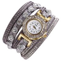 Cliramer Women Fashion Casual Rhinestone Watch with Leather Strap Analog Quartz Wristwatch for Gift (Gray)