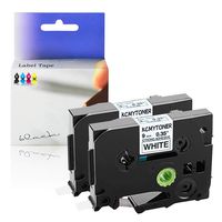 KCMYTONER 2 Pack Extra Strength Label Tape Compatible for Brother P-Touch TZe-S221 TZ-S221 TZS221 Black Print on White Laminated TZ TZe Tape (3/8" x 26.2ft 9mm x 8m) PT-D200 PT-D210 PT-D400 PT-H100