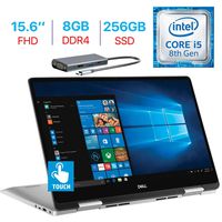 Dell Inspiron 7000 15.6-inch FHD IPS Touch 2-in-1 Laptop, Intel Quad Core i5-8265U Up to 3.9GHz, 8GB RAM, 256GB SSD, Backlit Keyboard, Fingerprint Reader, Bluetooth, USB-C, Windows 10 w/Type-C Hub