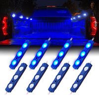 Xprite Led Rock Light for Bed Truck, 24 LEDs Cargo Truck Pickup Bed, Under Car, Foot Wells, Rail Lights, Side Marker LED Rock Lighting Kit w/Switch Blue - 8 PCs