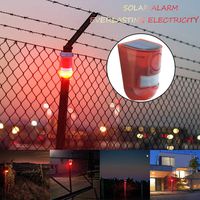 Transer- Solar Powered Motion Sensor Security Alarm Strobe Light and Loud Siren for Personal Farm Villa Apartment Outdoor Yard, Easy to Install, Wireless, One Charge Can Work for 30 Days (Red)