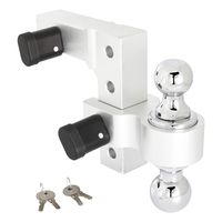 ONLTCO Ball Mount Hitch Adjustable 6 Inch Drop/Rise Includes 2" & 2-5/16" Chrome Steel Dual Balls, 2 Pcs 5/8" Hitch Lock, Aluminum Trailer Hitch for Vehicles, Boats, Fits 2" Receiver, 5000 lbs. GTW.