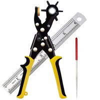 ROUPHY Round Hole Punch Set for Leather Belts, Dog Collars, Watch Straps, Saddles, Shoes, Fabric, Paper, Cards, Labor Saving Design, Heavy Duty Rotary Hole Maker Tools for Home DIY or Craft Projects