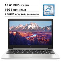 HP ProBook 450 G6 15.6" Full HD Screen Laptop, Intel Core i7-8565U Up to 4.6GHz, 16GB DDR4 RAM, 256GB PCIe Solid State Drive, Backlit Keyboard, Wireless-AC, HDMI, USB Type-C, Windows 10 Pro, Silver