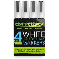 Crafty Croc 4 White Liquid Chalk Markers, 6mm Reversible Medium Tip