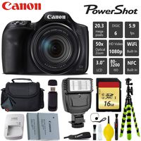 Canon PowerShot SX540 HS Digital Point and Shoot 20MP Camera + Extra Battery + Digital Flash + Camera Case + 16GB Class 10 Memory Card - International Version