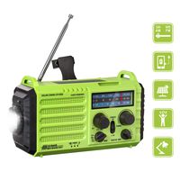 Rocam Emergency Hand Crank Portable Radio Solar Power AM/FM/SW/NOAA Weather Radio with 2000mAh Power Bank Phone Charger, 3W LED Flashlight, Reading Lamp, 7 Weather Band, SOS Alarm and Compass (Green)