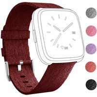 Umwon Fitbit Versa Bands, Fashion Wrist Strap Replacement Band for Women Men, Quick Release Watch Band with Adjustable Stainless Metal Buckle for Fitbit Versa Fitness Smart Watch (Red)