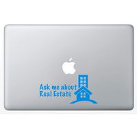 Ask ME About Real Estate Decal 5" Vinyl Sticker for Laptop Notebook MacBook Air/Pro Dell HP Walls Windows, Computers, Hydro Flasks, Water Bottles and More. (Blue)