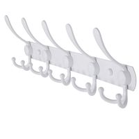 Dseap Wall Mounted Coat Rack - 5 Tri Hooks, Heavy Duty, Stainless Steel, Metal Coat Hook Rail for Coat Hat Towel Purse Robes Mudroom Bathroom Entryway,White