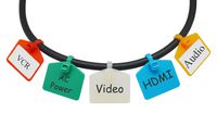 Mr-Label 4-3/8" Nylon Cable Zip Ties Tags Labels Marker - Write on | Self-Locking - with Free Printable Labels - for Wire Marking and Organizing (50, Five Assorted Color)