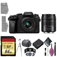Panasonic Lumix DMC-G7 Mirrorless Micro Four Thirds Digital Camera w/ 14-42mm & 45-150mm Lenses (Black) - 64GB - Memory Card Wallet - Reader - Battery - 72" Tripod - Case