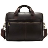 BAIGIO Men's Genuine Leather Briefcase Business 14 Inch Laptop Messenger Bag
