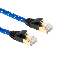 Network Cable 10FT/3M Cat 7 Ethernet Cable Braided Jacket Cat7 Flat Ethernet Cable LAN Cables Modem Router Network Built with Gold Plated & Shielded RJ45 Connectors(10FT, Blue)