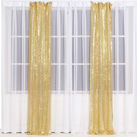 Eternal Beauty Glitter Sequin Backdrop Curtains for Wedding Party Decor, Sequence Christmas Backdrop Curtain (2 Pack, W2 x H8FT,Amber Gold)
