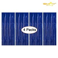 ShiDianYi Foil Fringe Curtain Streamer Backdrop Metallic Foil Curtain Tinsel Backdrop Christmas Photo Booth Props -1217S (12FTx8FT, Royal Blue)