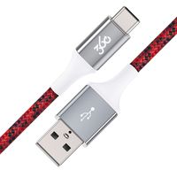 360 Electrical 360654-CR Habitat 4ft Premium Braided Charging Cable with USB-C to USB-A Connectors - Active Collection-Crimson