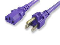 Lynn Electronics C13515P15APU-15F Power Cord IEC 60320 C13 to NEMA 5 SJT Jacket, 15-Amp/125-volt, Purple