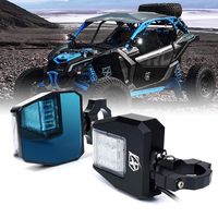 Xprite Offroad Side Rear View Mirrors Fit All UTV with 1.5-2.5 Inch Roll Bar Cage, Blue Anti-Glare Mirrors and Clear Lens LED Spot Light for Can am Maverick X3 Polaris RZR XP 1000 Yamaha SXS