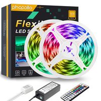 PHOPOLLO LED Strip Lights, 32.8ft RGB Color Changing 5050 300LEDs Waterproof Flexible LED Tape Light Kit with 44 Key IR Remote Controller and 12V Power Supply for Room, Bedroom and Xmas