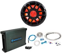 Memphis Audio MXA1244 12" 500w LED Marine Boat Subwoofer+Mono Amplifier+Amp Kit