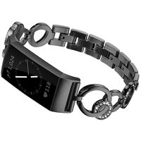 Marval.P Compatible for Fitbit Charge 3 Bands, Bling 56 Rhinestones Bracelet Metal for Charge3 SE, Quick Release Replacement Jewelry Crystal Strap, Floral Hollow Wristbands Gift 4 Women Wife Lover