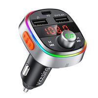 VicTsing Bluetooth FM Transmitter, USB C PD & Enhanced Bass Car Bluetooth Adapter/Radio Transmitter with 7 Color LED Backlit, 3 USB Ports, Music Player Support U Disk/TF Card