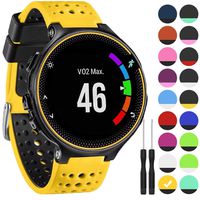 GVangel Band Compatible with Garmin Forerunner 235, Soft Silicone Replacement Watch Band Strap Wristband for 220/230/235/620/630/735XT/235 Lite Smart Watch for Women Men (Yellow-Black)