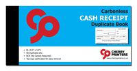 Cherry Carbonless Cash Receipt Book, 2-Part, with Loose-Leaf Writing Shield, 3.9 x 8.3 Inches, 50 Sets