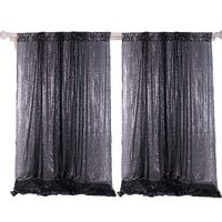 Showyou 2 Pieces Black 4x6ft/1.2x1.8m Sequin Mesh Fabric Photography Backdrop Sparkly Curtain for Photography/Party/Home Curtain Decoration