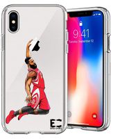 iPhone X Case Epic Cases Ultra Slim Thin Light Supports Wireless Charging Microdot Pattern Crystal Clear Basketball Series Soft Transparent TPU Case Cover Apple (Harden MVP Rockets, iPhone X)