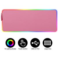 MoKo RGB Gaming Mouse Pad, Large Extended Glowing Led Mousepad with 15 Lighting Modes and USB 2.0 Port, Non-Slip Rubber Base Computer Keyboard Pad Mat for Gamer, 32.09 x 12 x 0.16 Inch - Cherry Pink