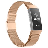 POY Compatible for Fitbit Charge 3 Bands,Replacement Wristbands for Fitbit Charge 3 SE Fitness Activity Tracker, Metal Stainless Steel Bracelet Strap with Unique Magnet Lock for Women Men Rose Gold S