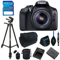 Canon EOS 1300D / T6 EF-S 18-55mm 18.7MP CMOS 5184 x 3456 Pixels (Black) + 72" Tripod + 32GB Memory Card Accessory Bundle
