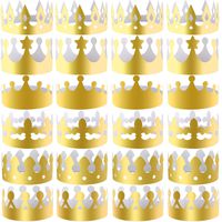 SIQUK 30 Pieces Paper Crowns Gold Party Crown Paper King Hats for Party and Birthday Celebration