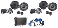 2 Pairs Rockville RV65.2C 6.5" Component Car Speakers+4-Channel Amplifier+Wires