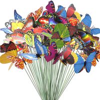Teenitor Butterfly Stakes, 60pcs 7cm Garden Butterfly Stakes Decor Outdoor Yard Patio Planter Flower Pot Spring Garden
