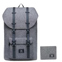 KAUKKO Laptop Outdoor Backpack College Schoolbag Bookbag Travel Hiking Rucksack fits 15-Inch Laptop (Linen Grey[2PCS])