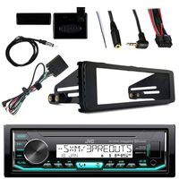 JVC Marine Radio Stereo Bluetooth Receiver Bundle with Adapter Install Dash Kit, Handle Bar Control, Enrock Wire Antenna For 1998-13 Harley Davidson Motorcycle Touring Flht Flhx Flhtc