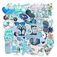 Ratgoo 50Pcs Blue Cute Trendy Waterproof Vinyl Graffiti Stickers Pack for Motorcycle Car Luggage Phone Guitar MacBook Water Bottle Hydro Flasks Bike Laptop Motocross Decals for Girls Kids Teens Boys.