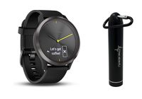 Garmin Vivomove HR Multi Sport Hybrid Smartwatch with Wearable4U Compact Power Bank Bundle (L: 148-215 mm, Sport, Black)