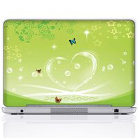 Meffort Inc 13 13.3 Inch Laptop Notebook Skin Sticker Cover Art Decal (Free Wrist pad) - Green Heart Butterfly